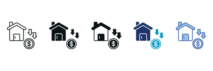 Amortization Icon Set Consisting of Multiple Styles Vector Illustration