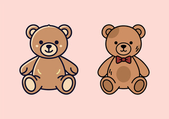 Cute Teddy Bear Stuffed Toy Icon Vector Illustration. Child's Companion and Cuddly Animal Collection.