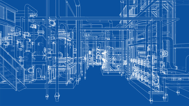 Industrial Blueprint Design. Vector