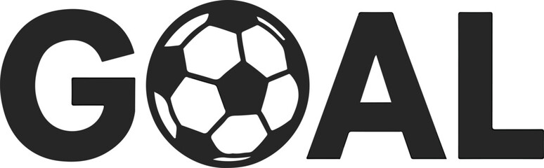 Obraz premium Bold GOAL graphic with soccer ball replacing the O, ideal for sports promotions, team branding, and winning concepts, high impact