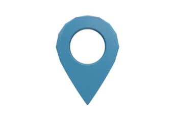 Light blue map pointer PNG isolated on transparent background, location pin for navigation and travel apps