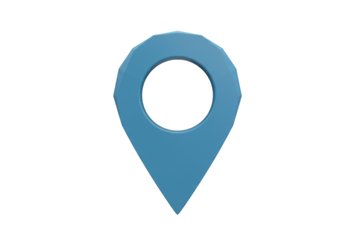 Light blue map pointer PNG isolated on transparent background, location pin for navigation and travel apps