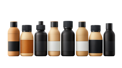Assorted Bottles on Transparent Background