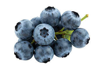 Fresh blueberries isolated on transparent background, ripe and juicy fruit for healthy eating and summer recipes