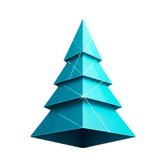 Fototapeta premium Abstract Geometric Christmas Tree with Gradient Blue Colors, Modern Holiday Design