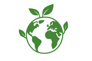 Green earth globe with growing leaves, symbolizing ecology, nature, sustainability, and environmental protection concept