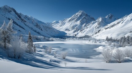 雪と氷に覆われたアルプス山脈、冬の絶景
