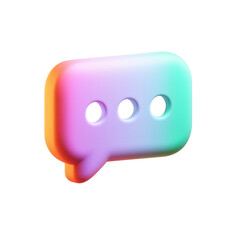 Fototapeta premium Colorful 3D Speech Bubble Icon on Black Background, Modern Communication Concept, Glossy Gradient Design for Social Media and Messaging Apps, Isolated isolate on transparent background PNG
