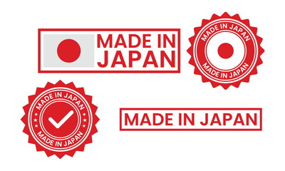 Naklejka premium made in japan rectangle circle stamp and seal badge label sticker design vector