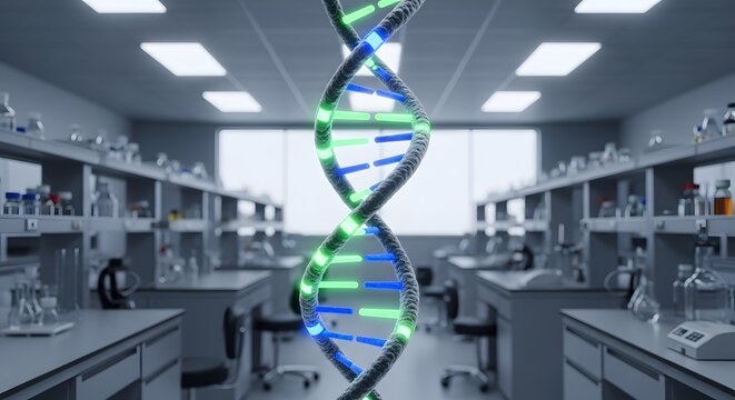 Double Helix DNA Model in Science Lab for Genetic Research