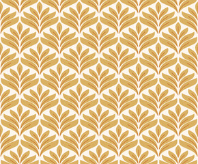 Abstract art deco leaves seamless pattern. Vector geometric texture.