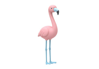 Pink flamingo figurine isolated PNG, cute tropical bird statue with blue legs and beak for summer decoration