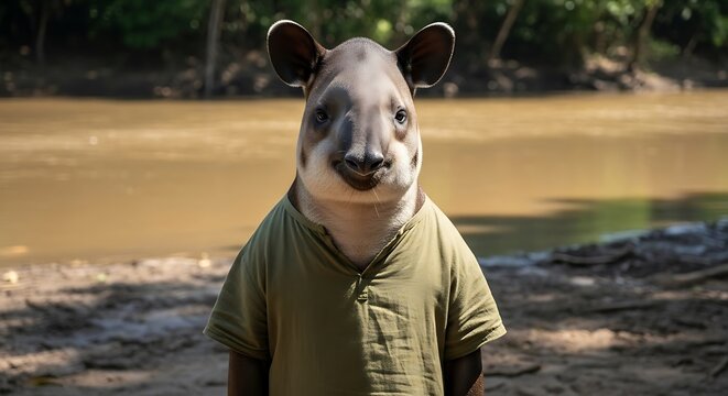 Tapir in a Shirt - A Humorous Wildlife Portrait.