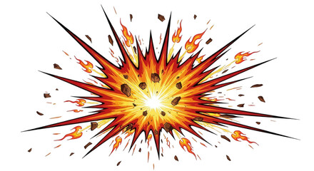 Cartoon Explosion with Debris and Flames comic boom