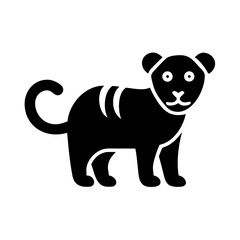 Illustration of a black tiger with stripes and a tail