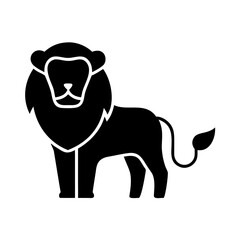 Silhouette of a standing lion with a bushy mane icon