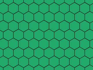 Hexagonal Honeycomb Pattern Background Design with Green Fill Black Outlines