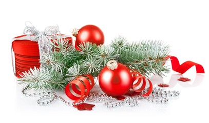 Christmas Background with Bokeh Lights and Gift Boxes