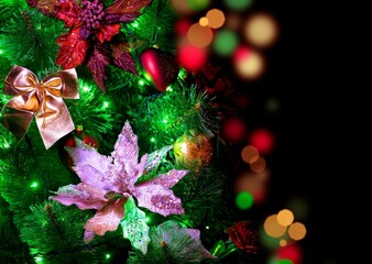 Christmas Background with Bokeh Lights and Gift Boxes