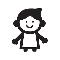 Happy Children Kids Girl Vector: Global Education Rights Silhouette Icon Template Kit.