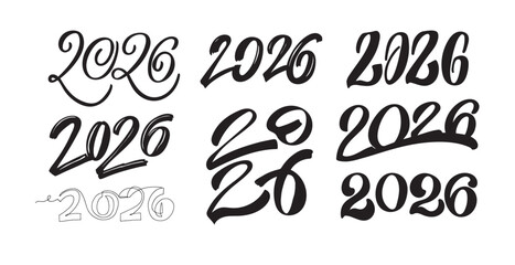 Merry Christmas and Happy New 2026 Year - cute hand drawn doodle lettering postcard. Hello 2026. Holly Jolly, Tis the season.