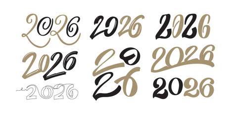 Merry Christmas and Happy New 2026 Year - cute hand drawn doodle lettering postcard. Hello 2026. Holly Jolly, Tis the season.