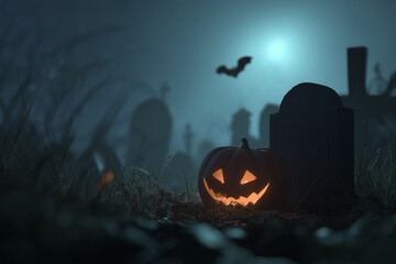 A mysterious and mystical background with pumpkins and a Halloween-style castle. 