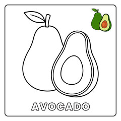 Avocado Cute Fruit Children Coloring Page