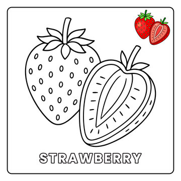 Strawberry Cute Fruit Children Coloring Page