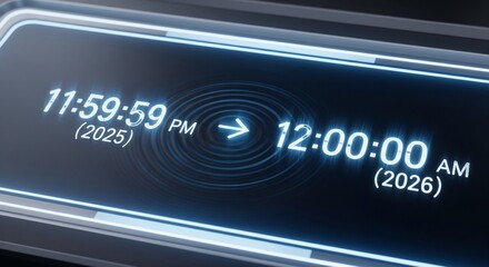 Digital countdown to a new year New Year's Eve transition from 2025 to 2026