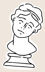 Hand-drawn doodle style plaster antique head of Athena statue