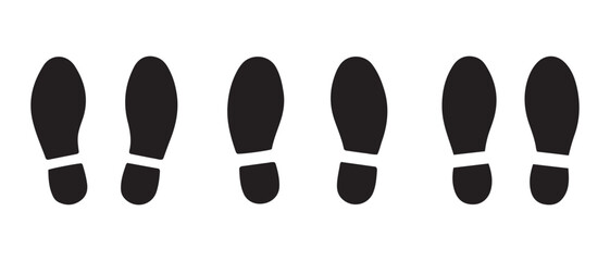Black Footprint Path Icon. Symbol of Movement and Direction.