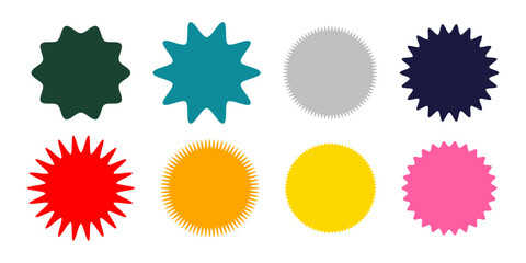 A social media information sticker in bright, commonly used colors for text, eye-catching elements, headlines, discounts, prices, tags, and labels. Vector. Image. Template. Background. Illustration.