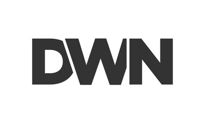 DWN logo design template with strong and modern bold text. Initial based vector logotype featuring simple and minimal typography. Trendy company identity.