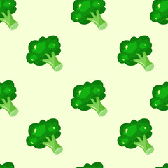Broccoli seamless pattern with light green background. Vegetable pattern. Can be used for print , wallpaper, and paper wrapping