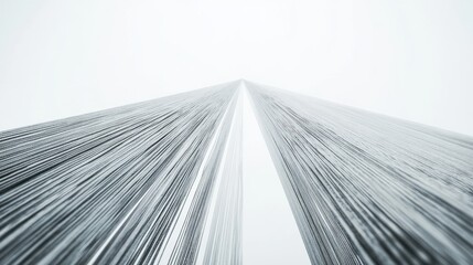 Tall metal structures rise towards a cloudy sky at a modern outdoor location in a bustling urban area