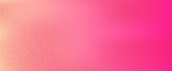 Pink orange polka dots gradient halftone background. Pop art cartoon dot texture with comic graphic design, Horizontal abstract pattern wall for cover digital technology.
