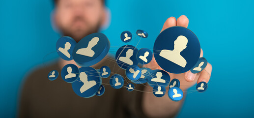 Abstract network connecting people using digital interface for networking and social connection illustration for your business.