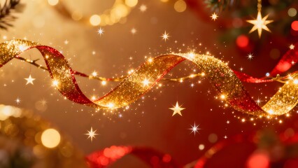 A glowing, festive background with garlands and stars, perfect for capturing the bright, joyful energy of the holiday season.