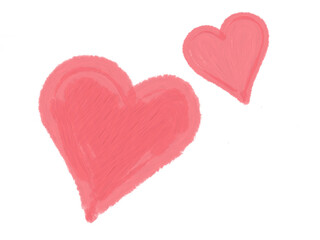 hA pink heart painted with brush strokes forming a love symbol on a white background. Hand-drawn art representing affection, romance, and happiness. Perfect for Valentine
