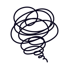 頭の中がもやもやして悩んでいる気持ちを表すシンプルな線画イラスト