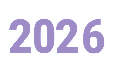 Number 2026 isolated on transparent background, new year and calendar PNG element
