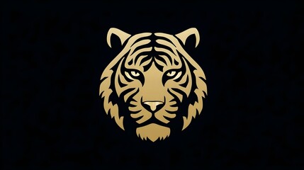 Golden tiger logo with metallic shine on dark background, symbolizing strength, courage. Concept: Premium logo design, powerful animal symbolism, luxury brand identity, and bold visual aesthetics.
