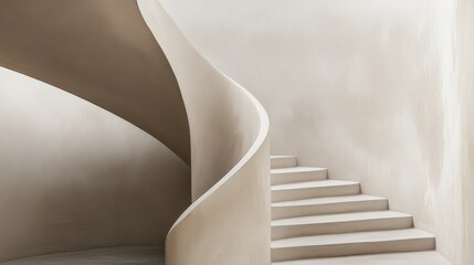 Naklejka premium Curved staircase with smooth walls in a modern building interior during daylight