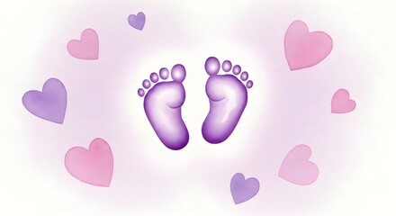 Gently Glowing Purple Baby Footprints Prematurity Awareness