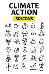 Climate Action Icons &ndash; Sustainability, Green Energy, Eco Future