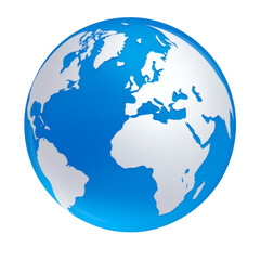 Blue globe isolated on transparent background, world map Earth icon PNG element