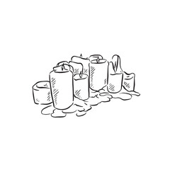 Candles with wax melted drawing in black 