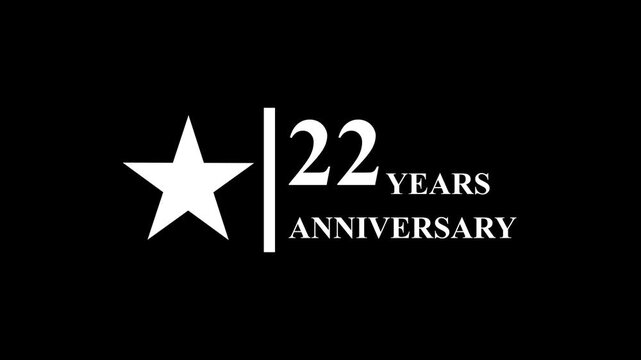 22 years anniversary motion graphic 4K footage with star. 4K motion animation. particles and number. Animated 22 years Birthday Wishes , Background with alpha channel 4k ..