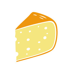 Cheese illustration in woodblock print and rubber stamp style